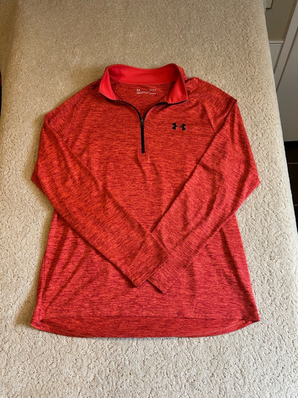 Under Armour Cold Gear Heathered Orange Quarter Zip Tech Jacket Men's L